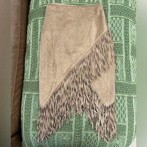 Suede Express Fringe Skirt